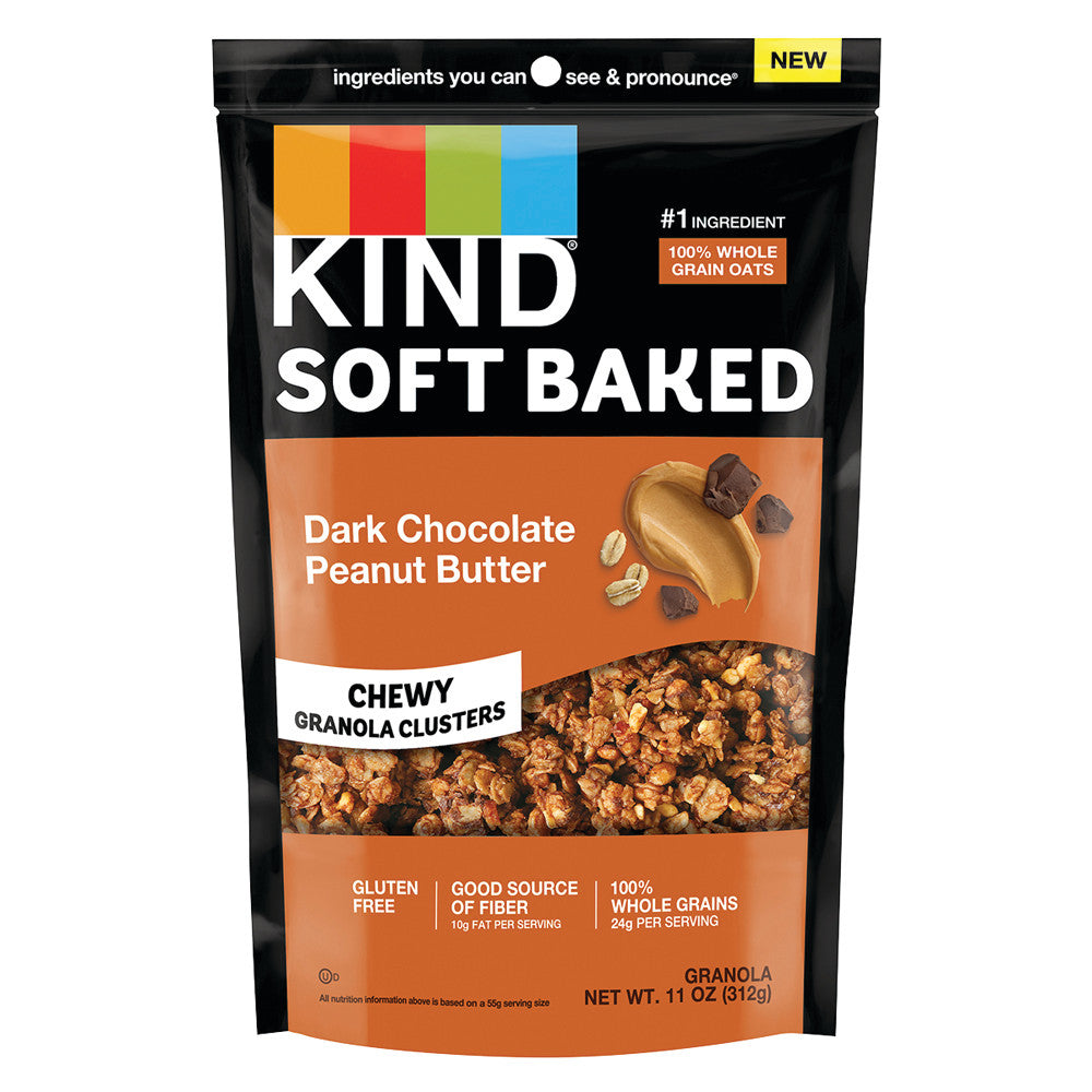 Wholesale Kind Soft Baked Dark Chocolate Peanut Butter Chewy Granola Clusters 11 Oz Bag Bulk