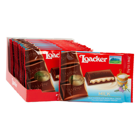 Wholesale Loacker Milk Chocolate With Milk Cream Filling And Crispy Wafer 1.94 Oz Bar- Bulk