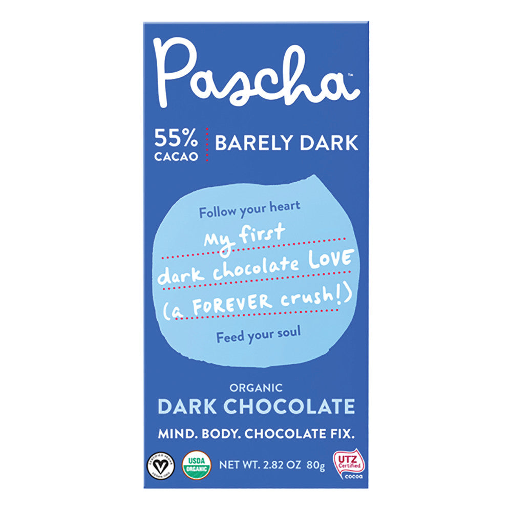 Wholesale Pascha Organic 55% Cacao Barely Dark Chocolate 2.82 Oz Bulk