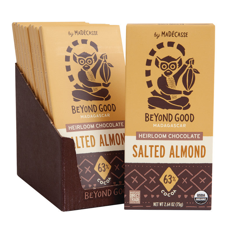 Wholesale Madecasse Beyond Good Dark Chocolate Salted Almond 2.65 Oz Bar- Bulk