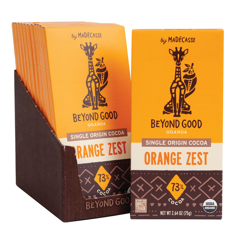 Wholesale Madecasse Beyond Good 73% Chocolate Orange Zest 2.64 Oz Bar- Bulk