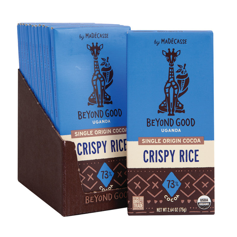 Wholesale Madecasse Beyond Good 73% Chocolate Crispy Rice 2.64 Oz Bar- Bulk