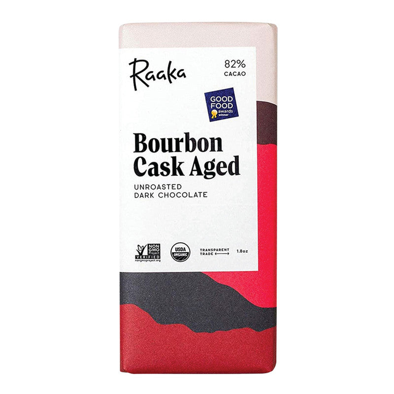 Wholesale Raaka Bar 82% Dark Chocolate Bourbon Cask Aged 1.8 Oz Bar Bulk