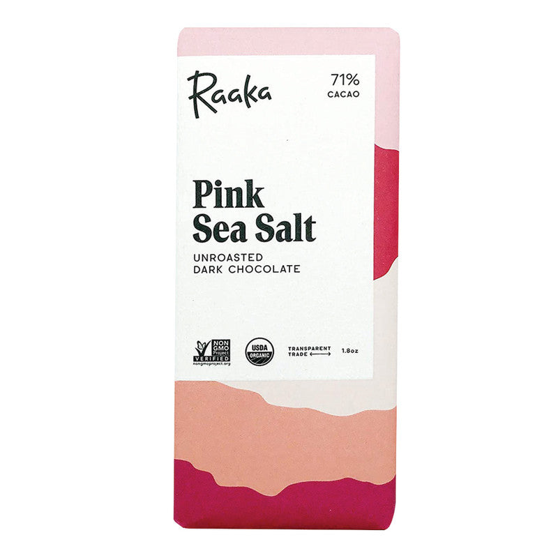 Wholesale Raaka 71% Dark Chocolate Bar With Pink Sea Salt 1.8 Oz- Bulk