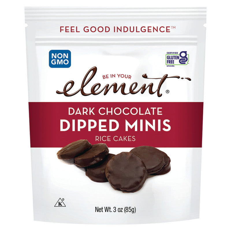 Wholesale Element Dark Chocolate Dipped Mini Rice Cakes 3 Oz Pouch- Bulk