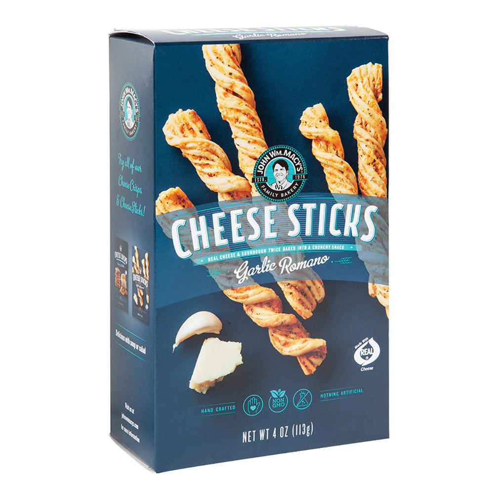 Wholesale John Wm. Macy'S Garlic Romano Cheese Sticks 4 Oz Box- Bulk
