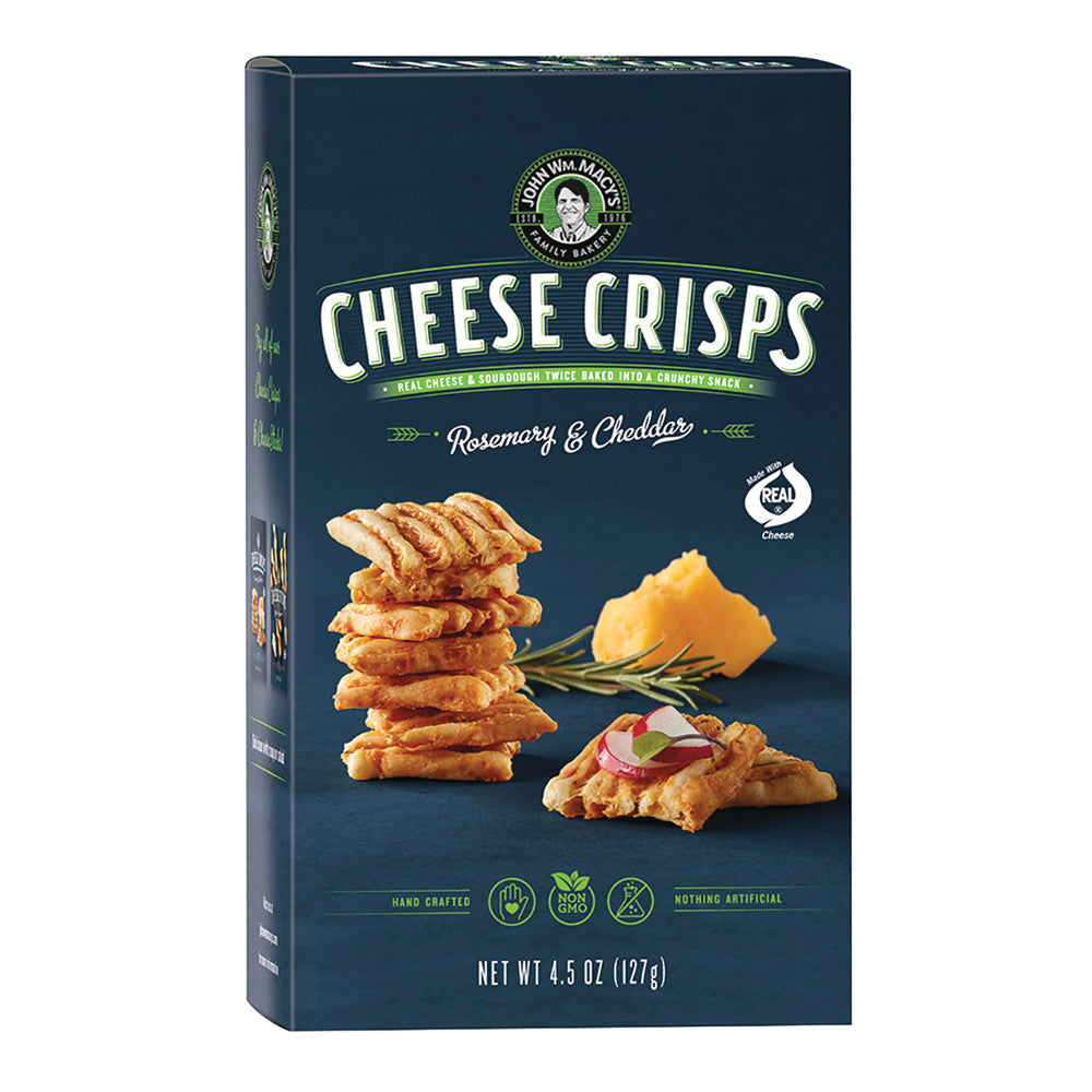 Wholesale John Wm. Macy'S Rosemary And Cheddar Cheese Crisps 4.5 Oz Box- Bulk