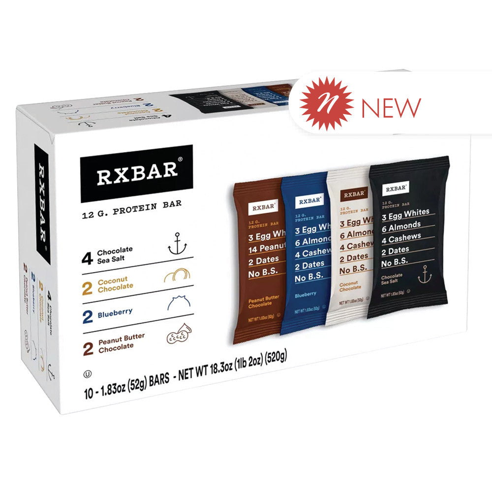 Wholesale Rx Bar - 4 Flavor Variety Pack (10Ct) - 18.3Oz- Bulk