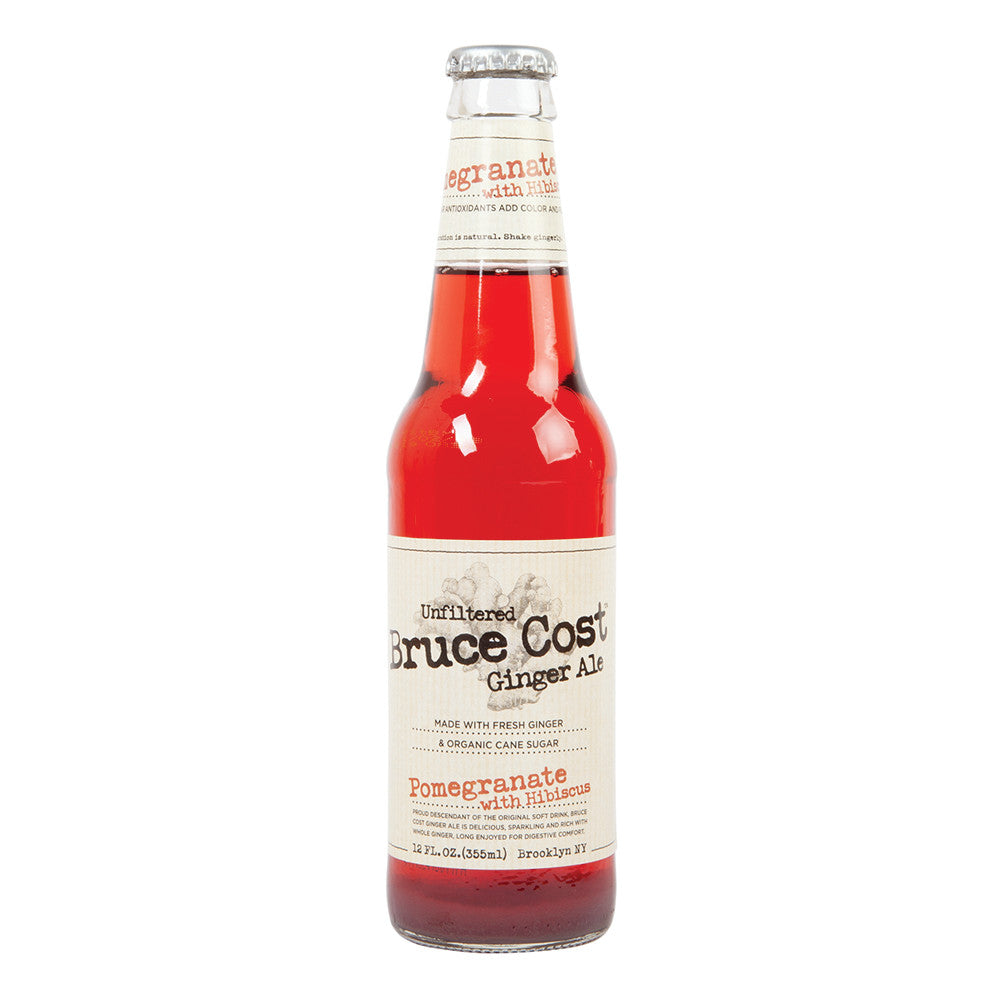 Bruce Cost Pomegranate Hibiscus Ginger Ale 12 Oz Bottle