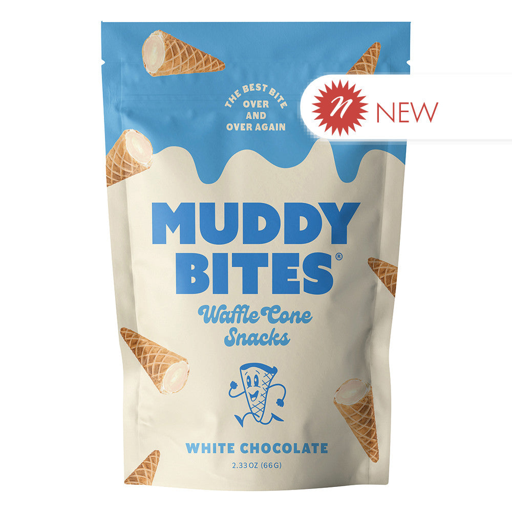 Wholesale Muddy Bites White Chocolate Waffle Cone Snacks 2.33 Oz Pouch Bulk