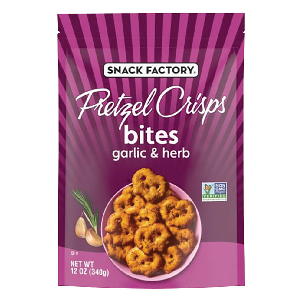 Wholesale Pretzel Crisps Bites Garlic & Herb 12 Oz Bag- Bulk