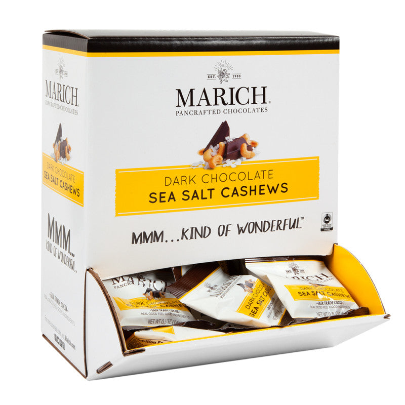 Wholesale Marich Dark Chocolate Sea Salt Cashew 0.5 Oz Gravity Bin Bulk