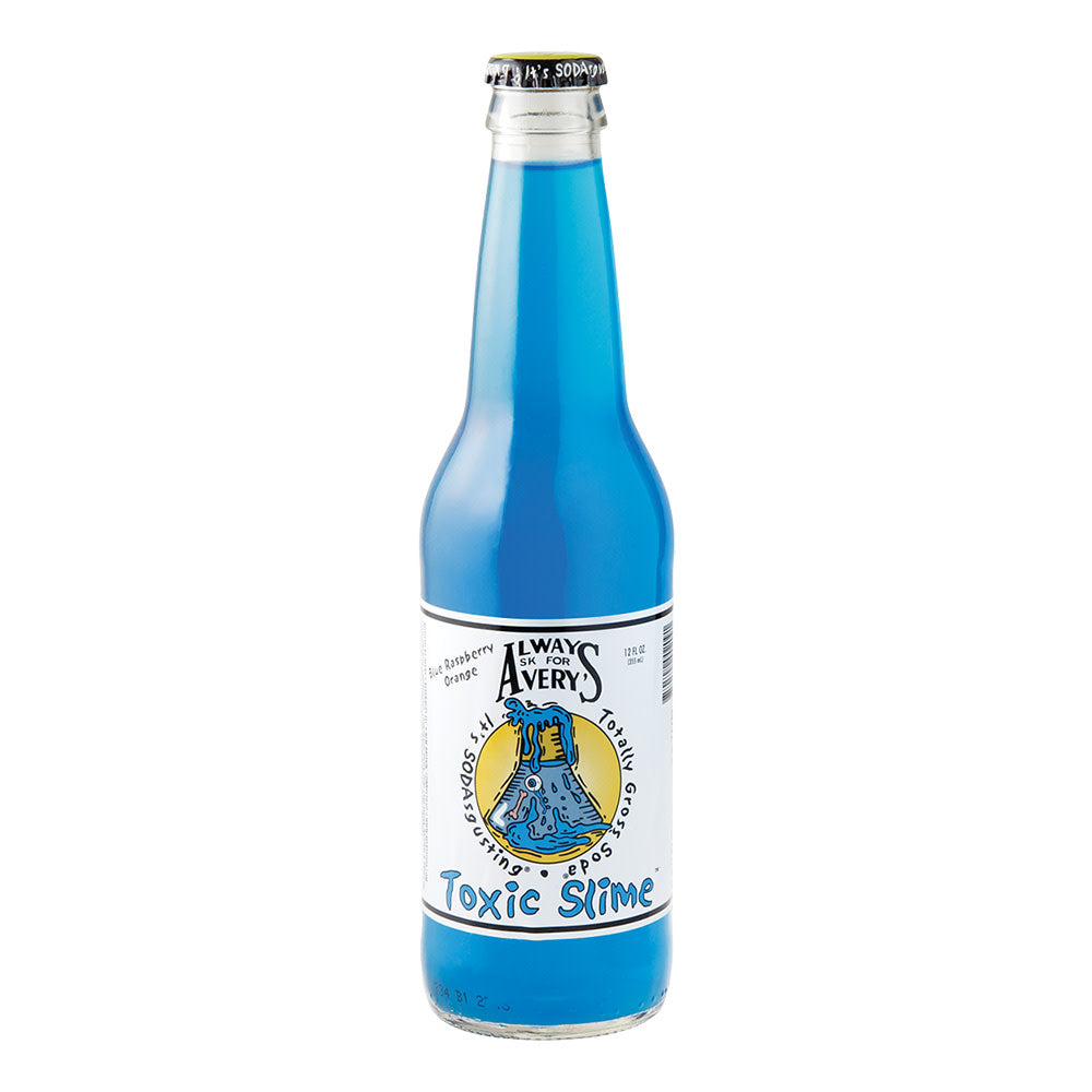 Avery'S Toxic Slime Blue Raspberry Orange Soda 12 Oz Bottle