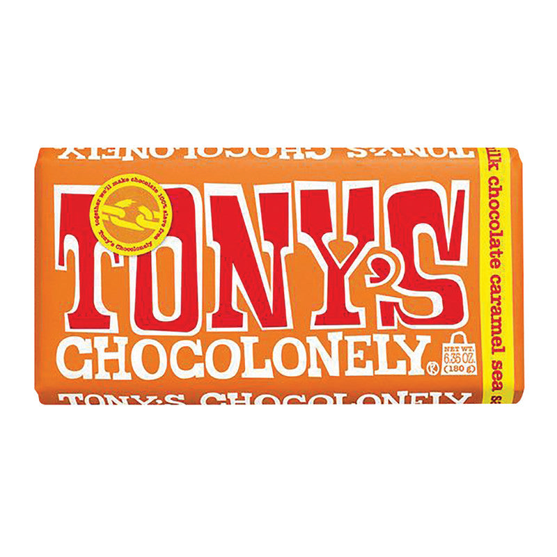 Wholesale Tony's Chocolonely 32% Milk Chocolate Caramel Sea Salt 6.35 Oz Large Bar- Bulk
