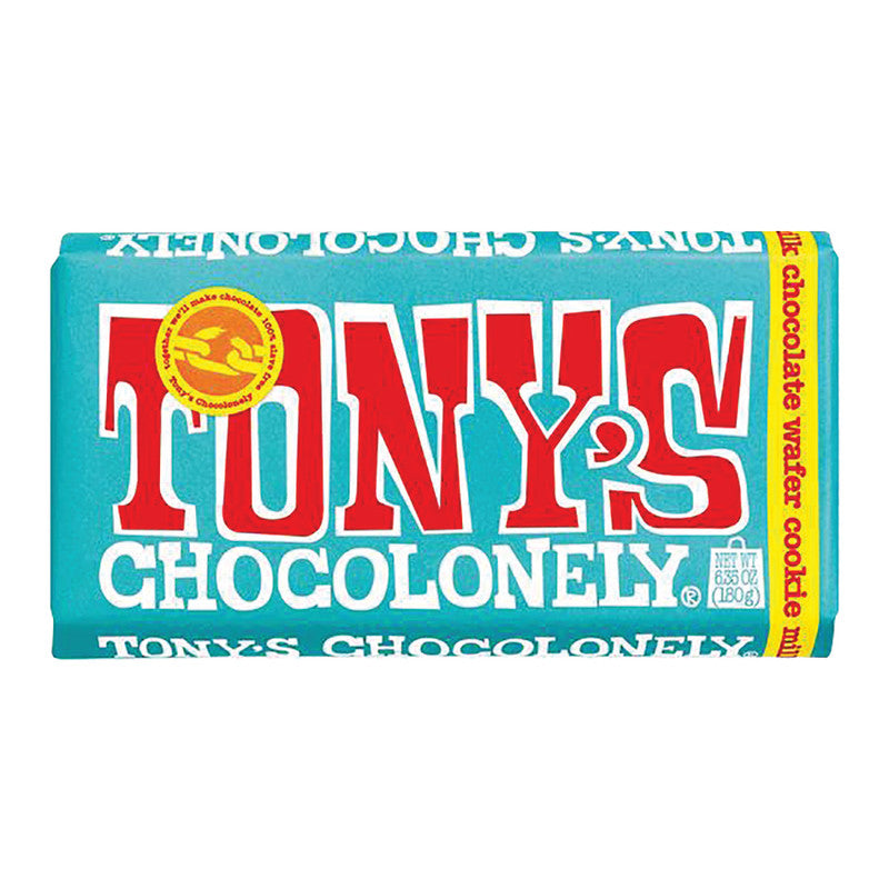 Wholesale Tony's Chocolonely Milk Chocolate Wafer Cookie 6.35 Oz Large Bar-15ct case Bulk