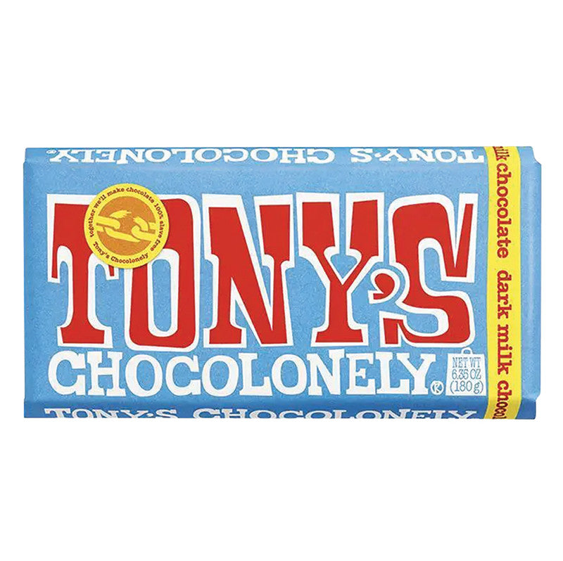 Wholesale Tony's Chocolonely 42% Dark & Milk Chocolate 6.35 Oz Large Bar-15ct case Bulk