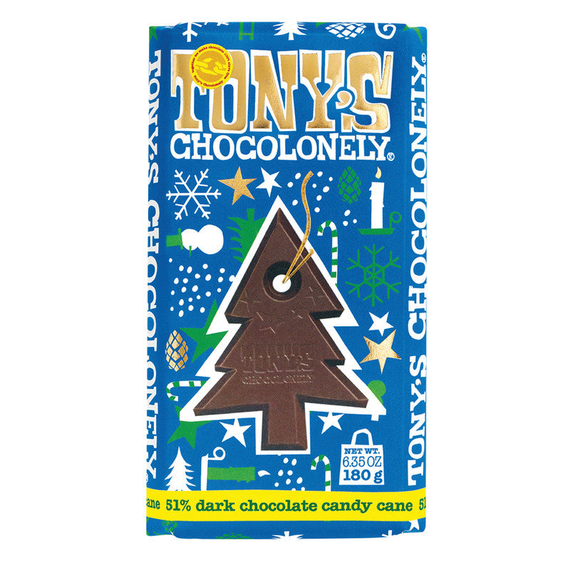 Wholesale Tony's Chocolonely 51% Dark Chocolate Candy Cane 6.35 Oz Bar Bulk