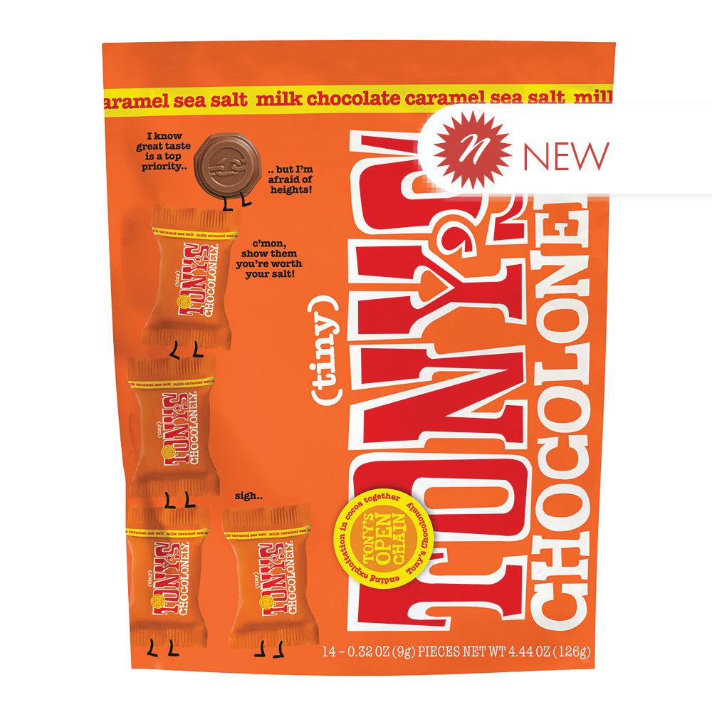 Wholesale Tony'S Chocolonely Tiny Milk Chocolate Caramel Sea Salt 4.44 Oz Pouch- Bulk