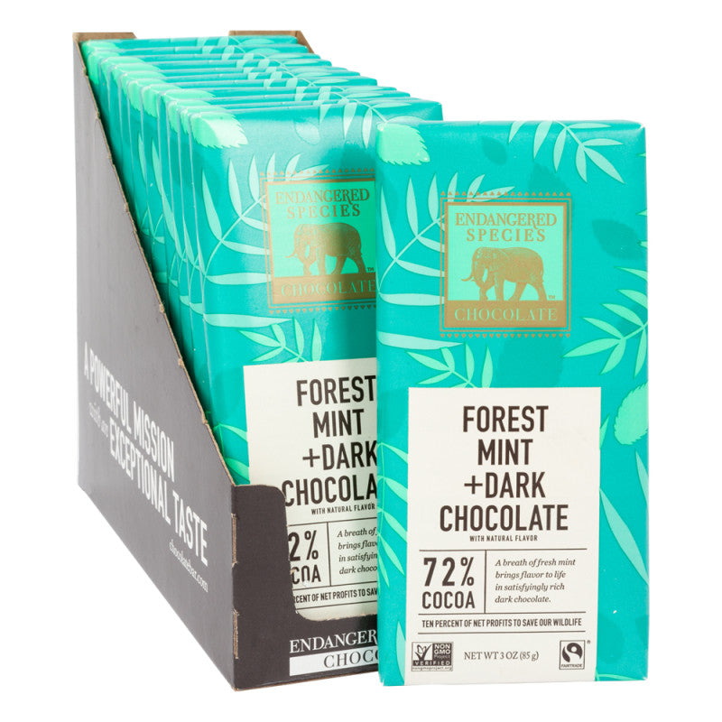 Wholesale Endangered Species Dark Chocolate With Forest Mint 3 Oz Bar Bulk
