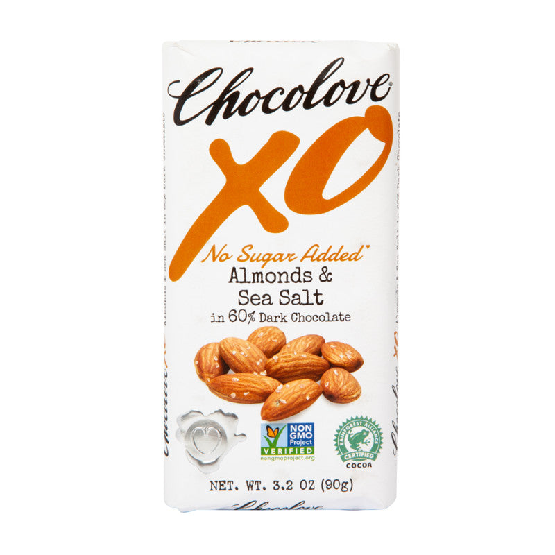 Wholesale Chocolove Xo No Sugar Added Almond Sea Salt 60% Dark Chocolate 3.2 Oz Bulk