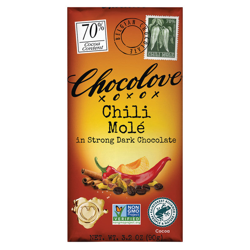 Wholesale Chocolove Chili Mole 70% Dark 3.2 Oz Bar Bulk
