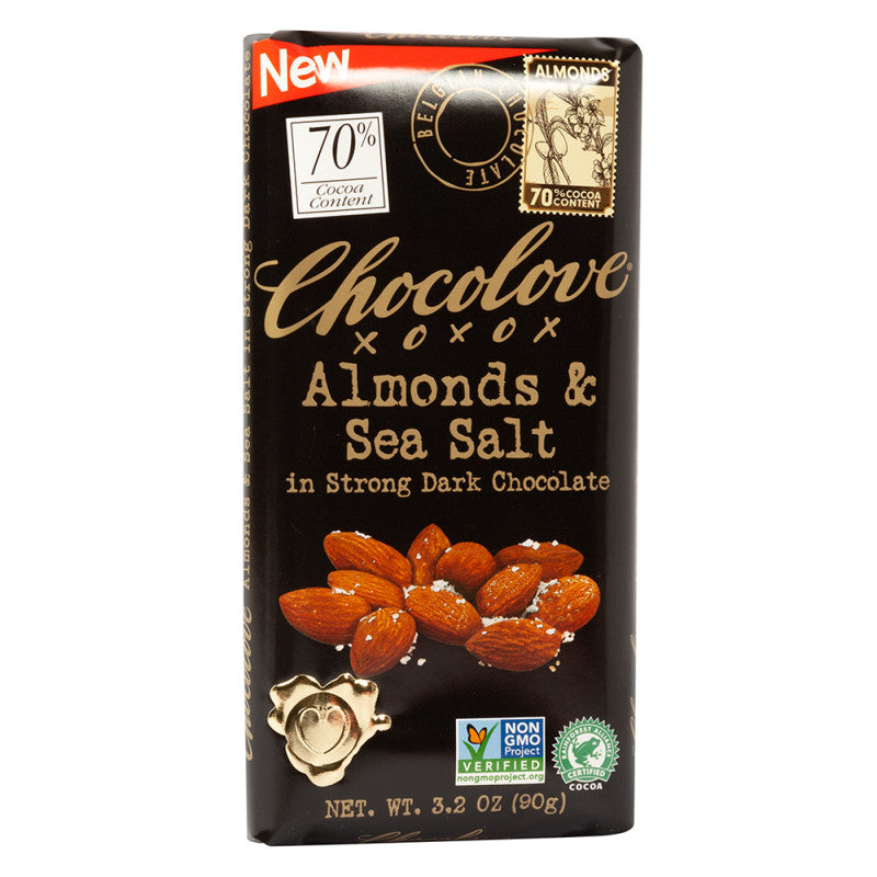 Wholesale Chocolove Strong Dark Chocolate Almonds And Sea Salt 3.2 Oz- Bulk