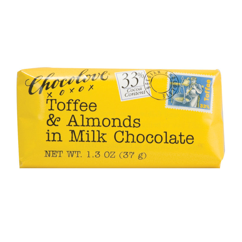 Chocolove Toffee And Almonds In Milk Chocolate Mini 1.3 Oz Bar BoxNCase