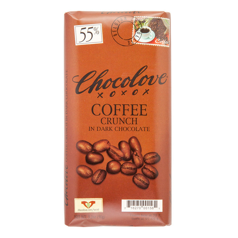 Wholesale Chocolove Coffee Crunch Dark Chocolate 3.2 Oz Bar- Bulk