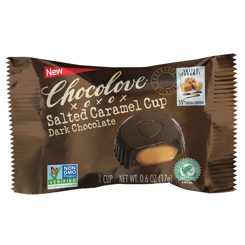 Wholesale Chocolove Dark Chocolate Salted Caramel Cups 0.6 Oz Bulk