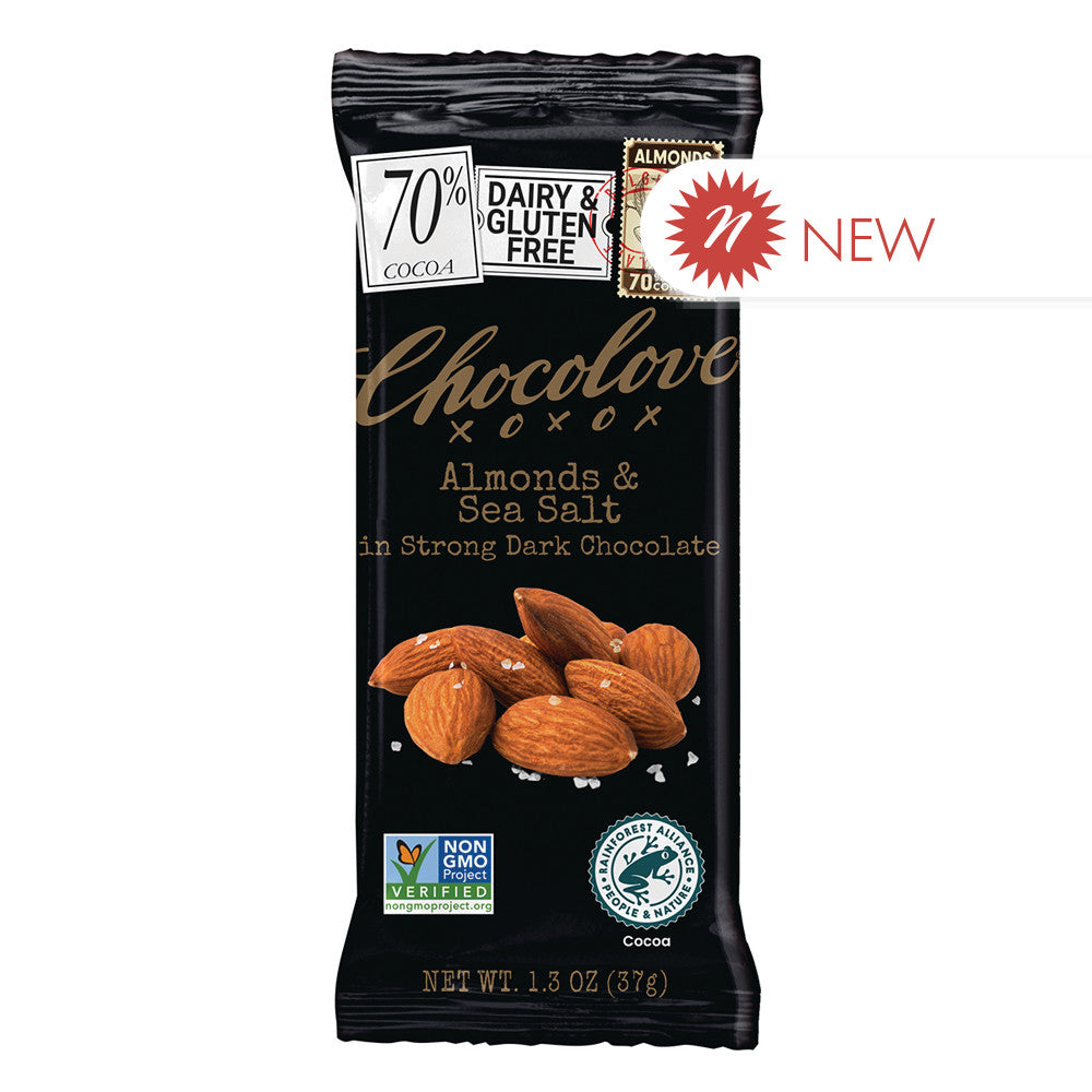 Wholesale Chocolove Almonds & Sea Salt In Strong Dark Chocolate 1.5 Oz Bar- Bulk