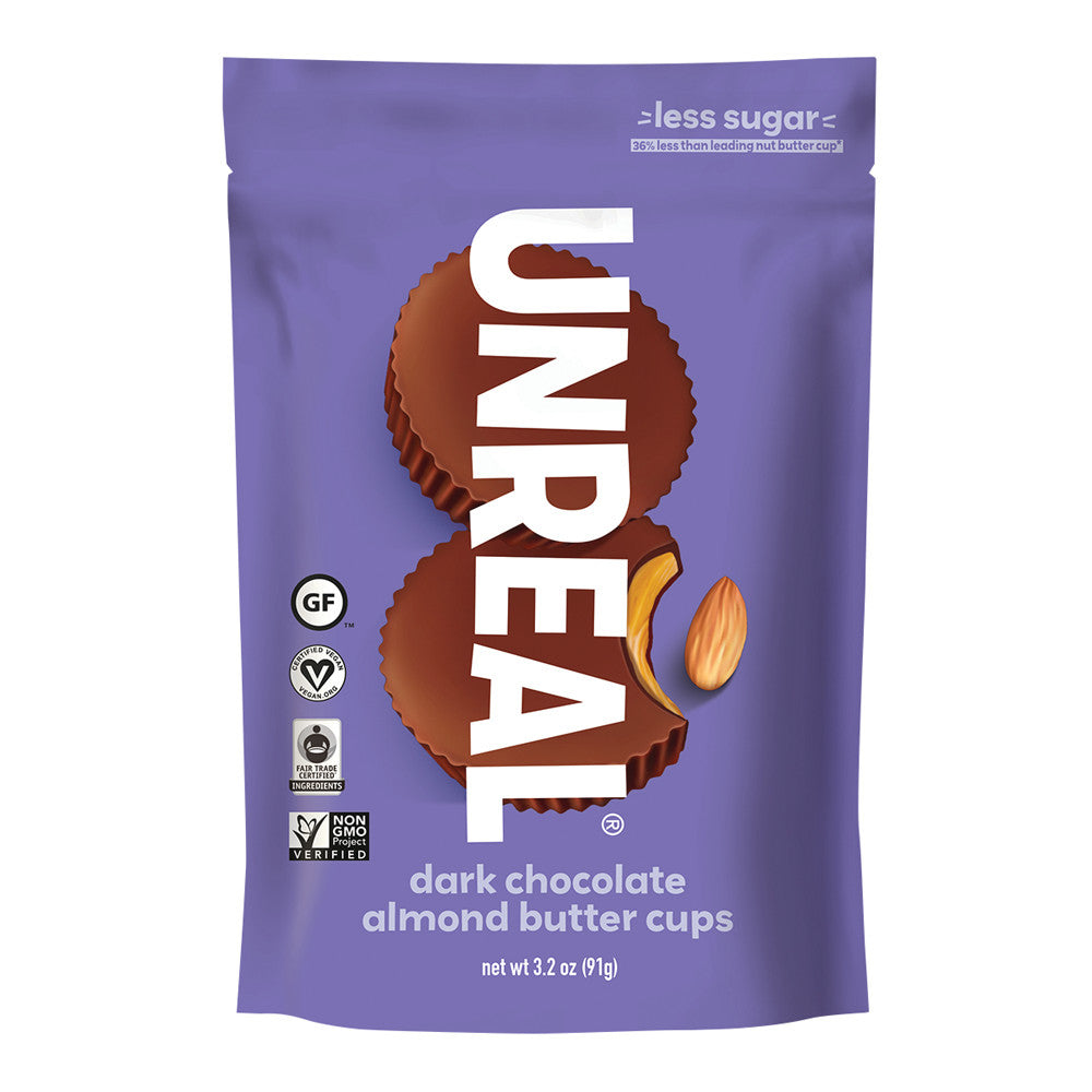 Unreal Dark Chocolate Almond Butter Cups 3.2 Oz Pouch