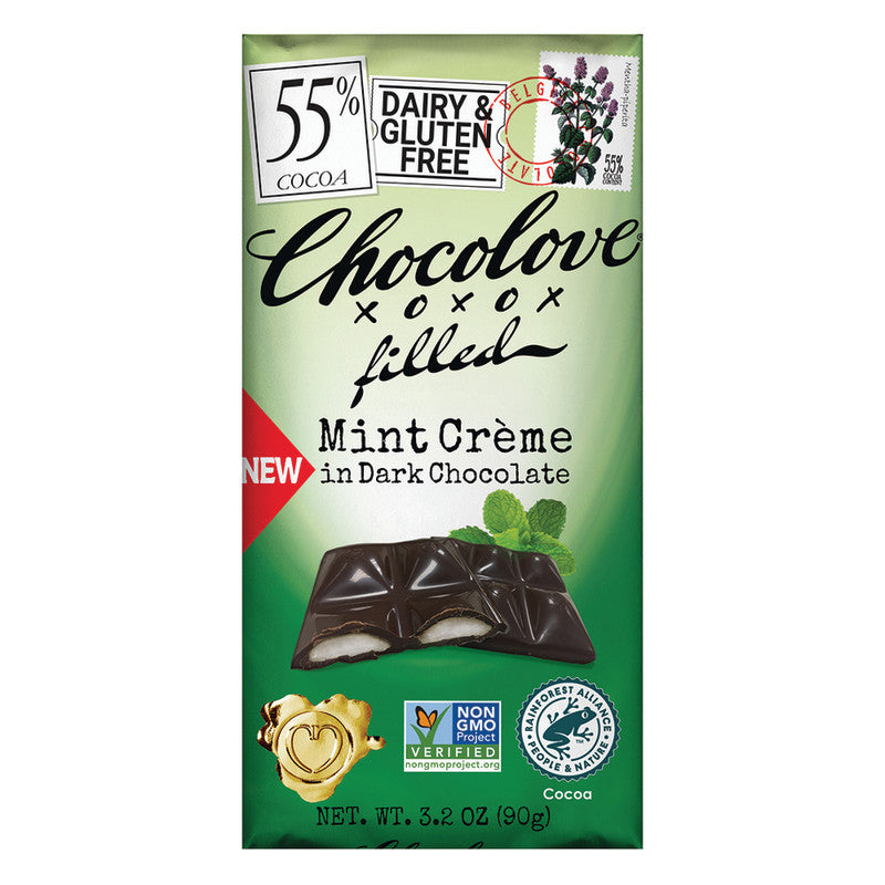 Wholesale Chocolove Mint Creme Dark Chocolate 3.2 Oz Bar Bulk