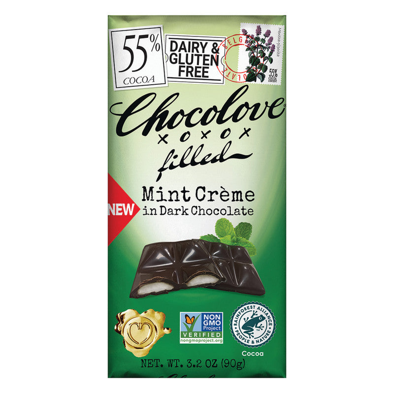 Wholesale Chocolove Mint Creme Dark Chocolate 3.2 Oz Bar- Bulk