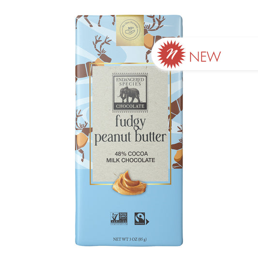 Wholesale Endangered Species Fudgy Peanut Butter Milk Chocolate Bar 3 Oz- Bulk