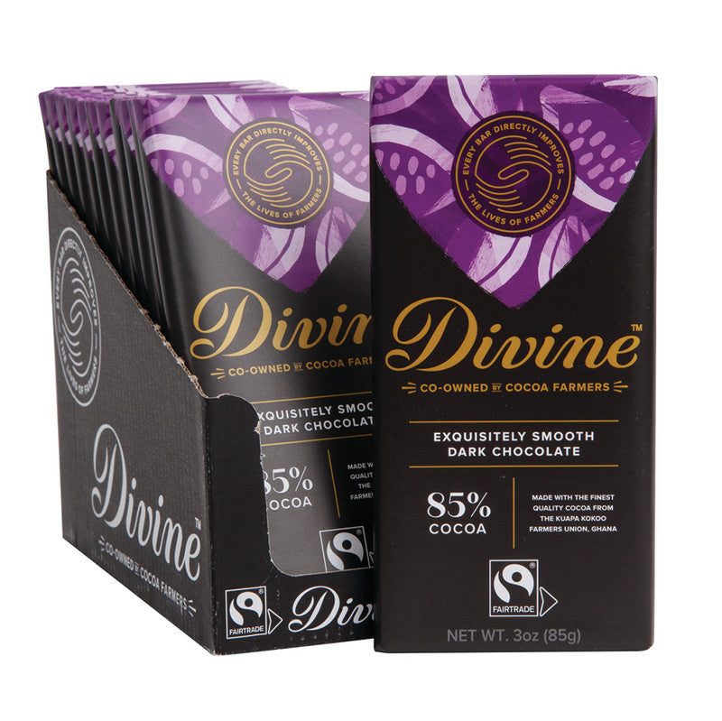 Wholesale Divine 85% Dark Chocolate 3 Oz Bar Bulk