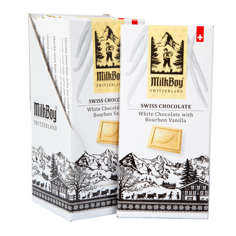 Wholesale Milkboy Swiss White Chocolate With Bourbon Vanilla 3.5 Oz Bar Bulk