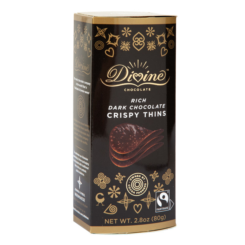 Wholesale Divine Dark Chocolate Crispy Thins 2.8 Oz Box Bulk