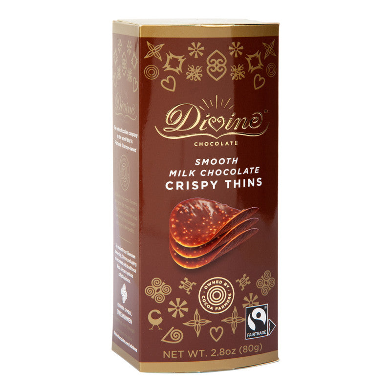Wholesale Divine Milk Chocolate Crispy Thins 2.8 Oz Box- Bulk
