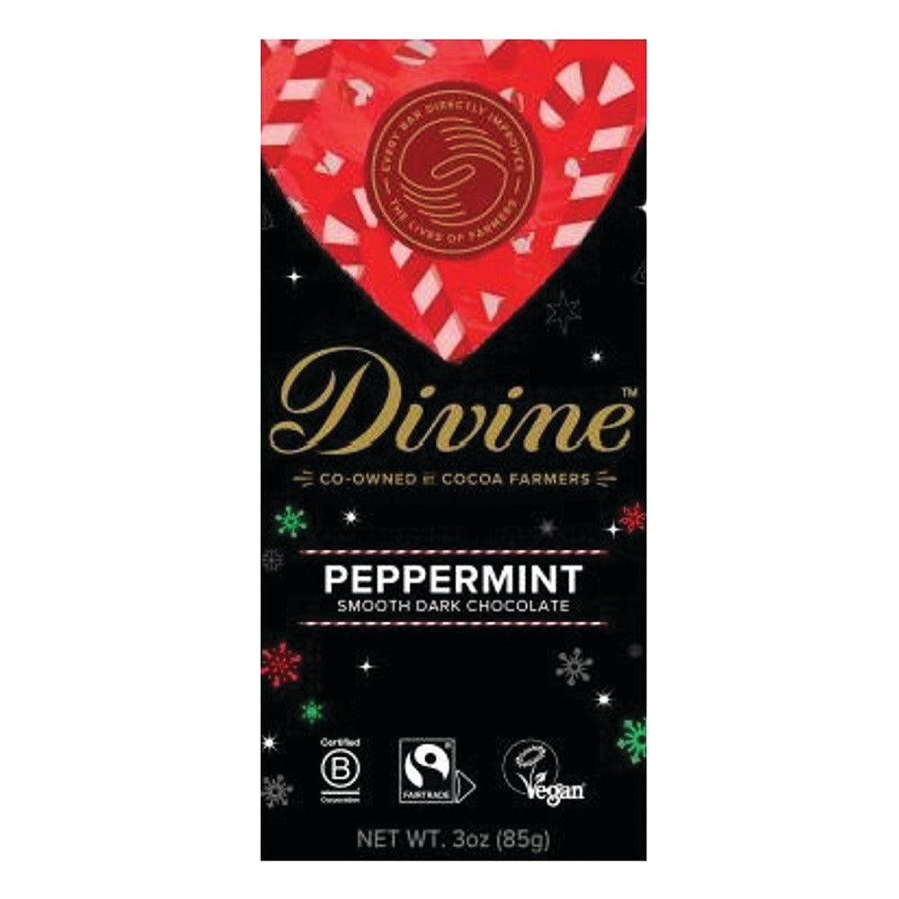 Wholesale Divine Dark Chocolate With Peppermint 3 Oz Bar Bulk