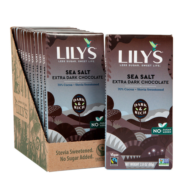 Wholesale Lily's Bar 70% Extra Dark Chocolate Sea Salt 2.8 Oz Bar- Bulk