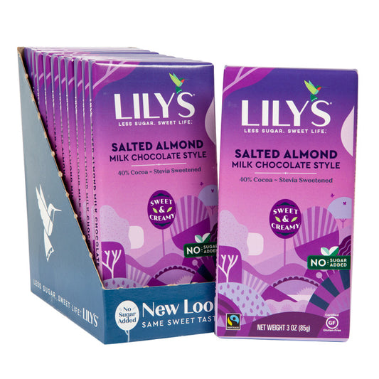 Wholesale Lily's 40% Milk Chocolate Salted Almond 3 Oz Bar- Bulk
