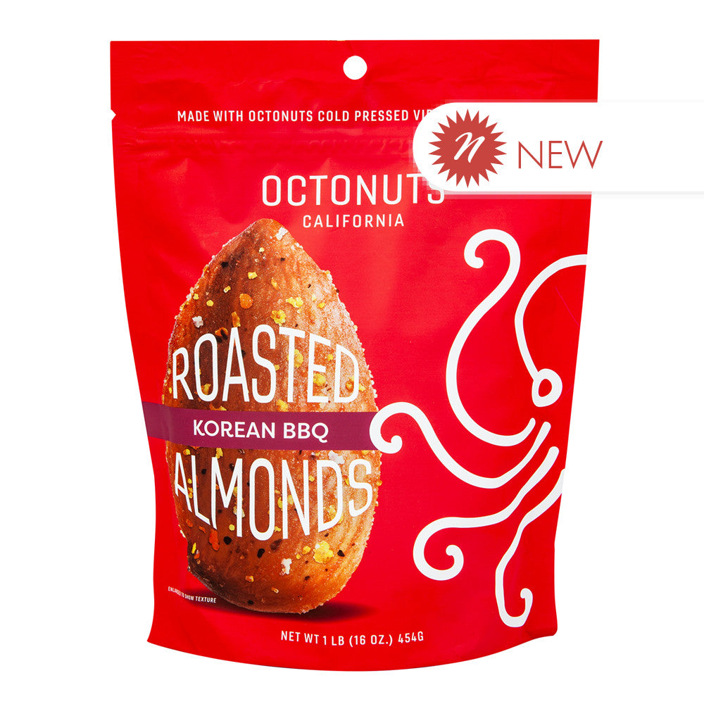 Ocotonuts Korean Bbq Roasted Almonds 1 Oz Gusseted Bag 12 Pack
