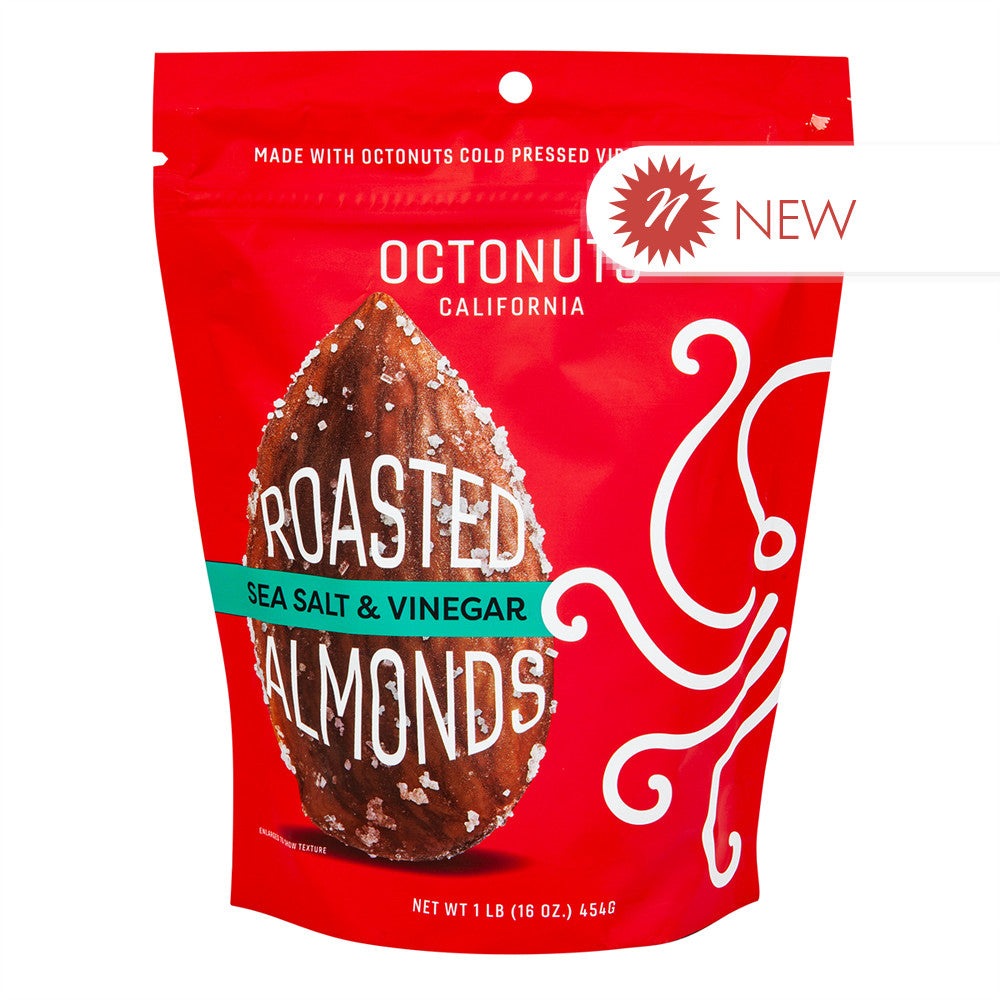 Ocotonuts Sea Salt & Vinegar Roasted Almonds 1 Oz Gusseted Bag 12 Pack
