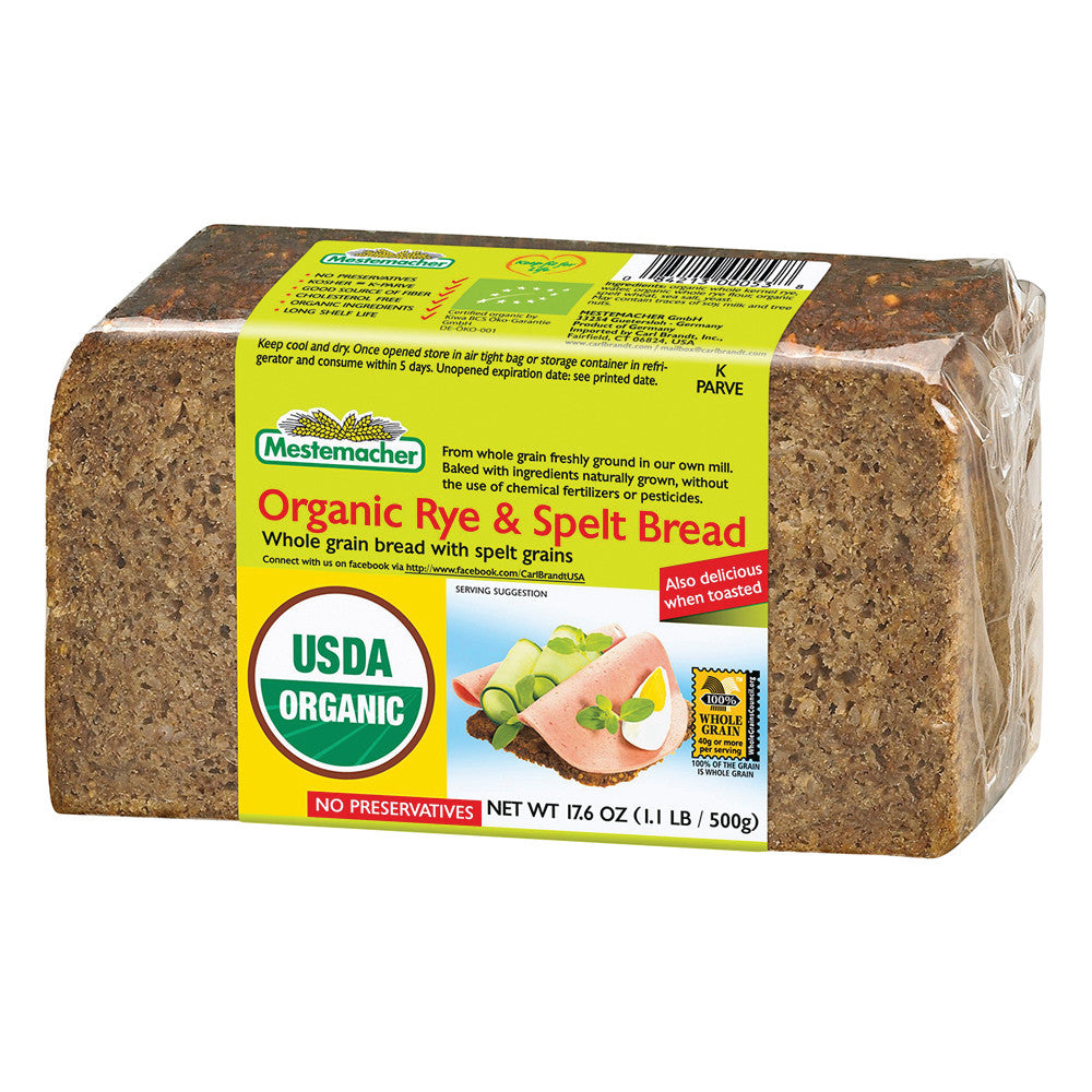 Wholesale Mestemacher Organic Rye And Spelt Bread 17.6 Oz- Bulk