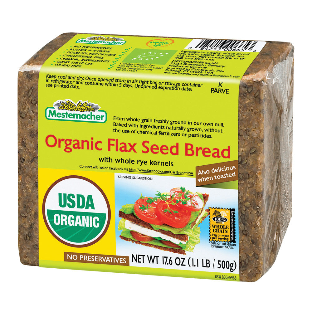 Mestemacher Organic Flax Seed Bread 17.6 Oz