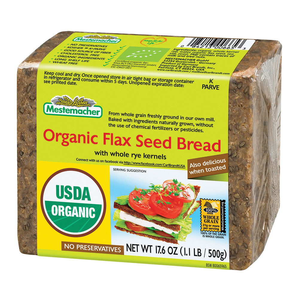 Wholesale Mestemacher Organic Flax Seed Bread 17.6 Oz- Bulk