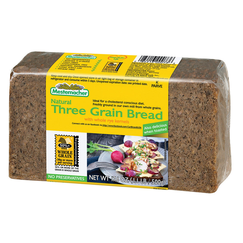 Wholesale Mestemacher 3 Grain Bread 17.6 Oz- Bulk