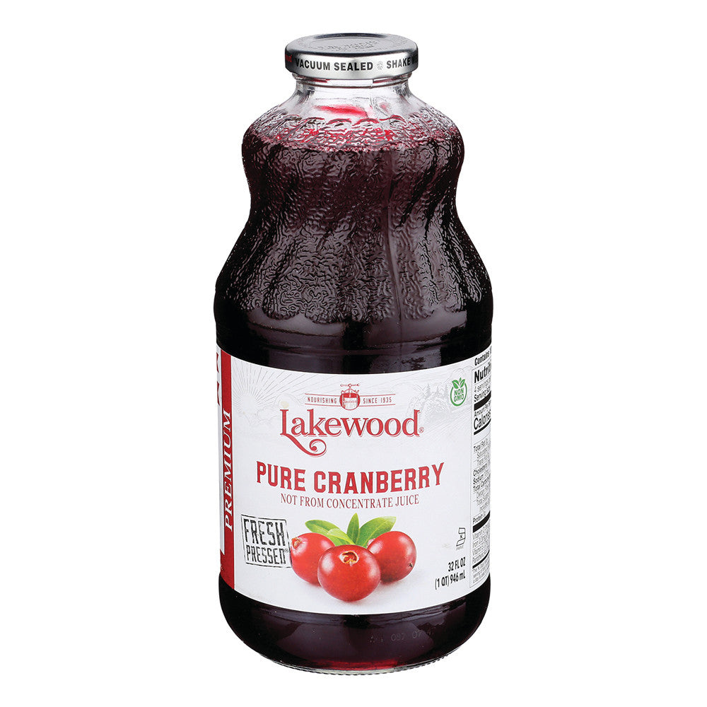 Lakewood Organic Juices Pure Cranberry Juice 32 Oz Bottle