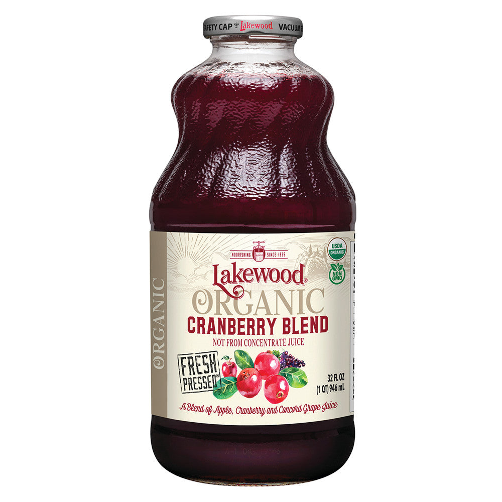 Lakewood Organic Juices Pure Organic Cranberry Blend 32 Oz Bottle
