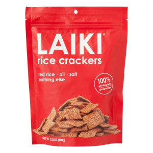 Wholesale Laiki Red Rice Crackers 3.5 Oz Pouch 8ct Box- Bulk